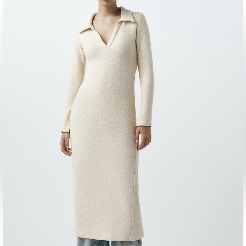 2024 ZARA BOUCLE MIDI SWEATER DRESS